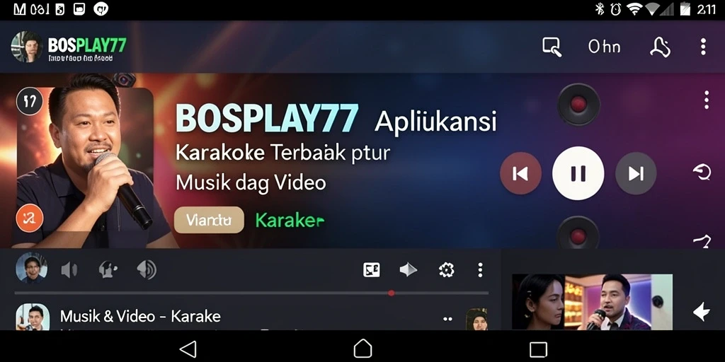 Antarmuka BOSPLAY77 yang menarik dan fungsional untuk karaoke.