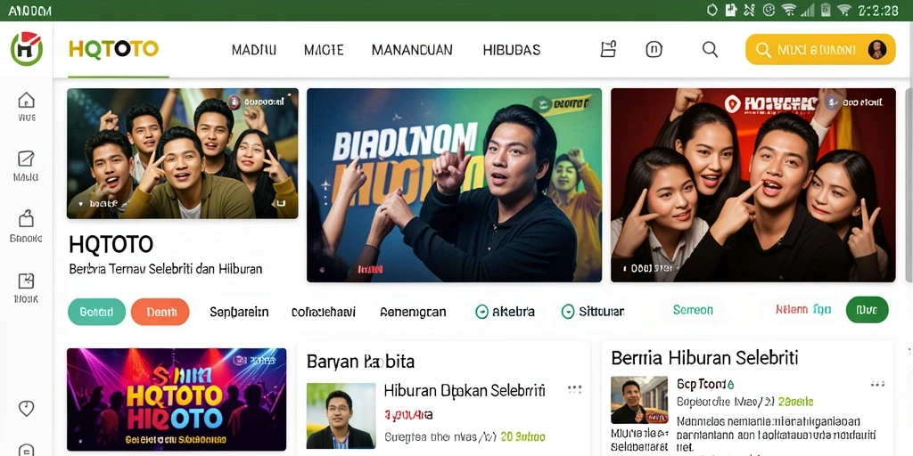 Antarmuka aplikasi HQTOTO menampilkan berita hiburan selebriti yang menarik.